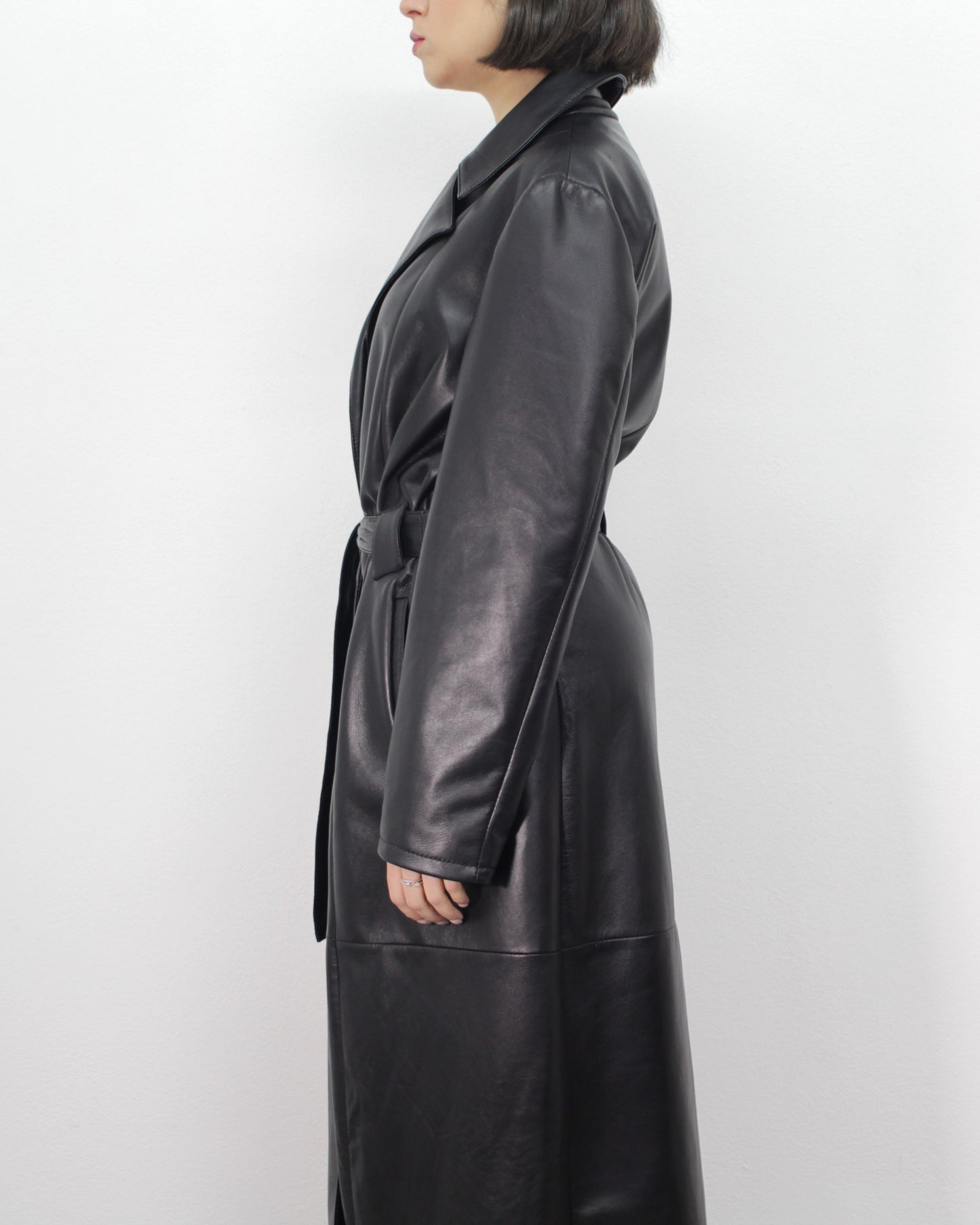 Women's Black Leather Trench Coat - Made in Italy Artisan Collection by Ferdinando Patermo