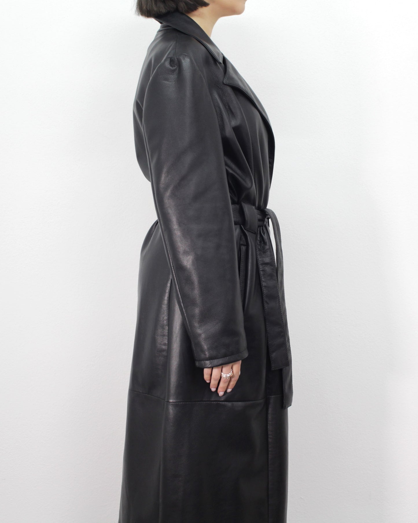 Trench-coat en cuir noir pour femme - Collection Artisan Made in Italy par Ferdinando Patermo